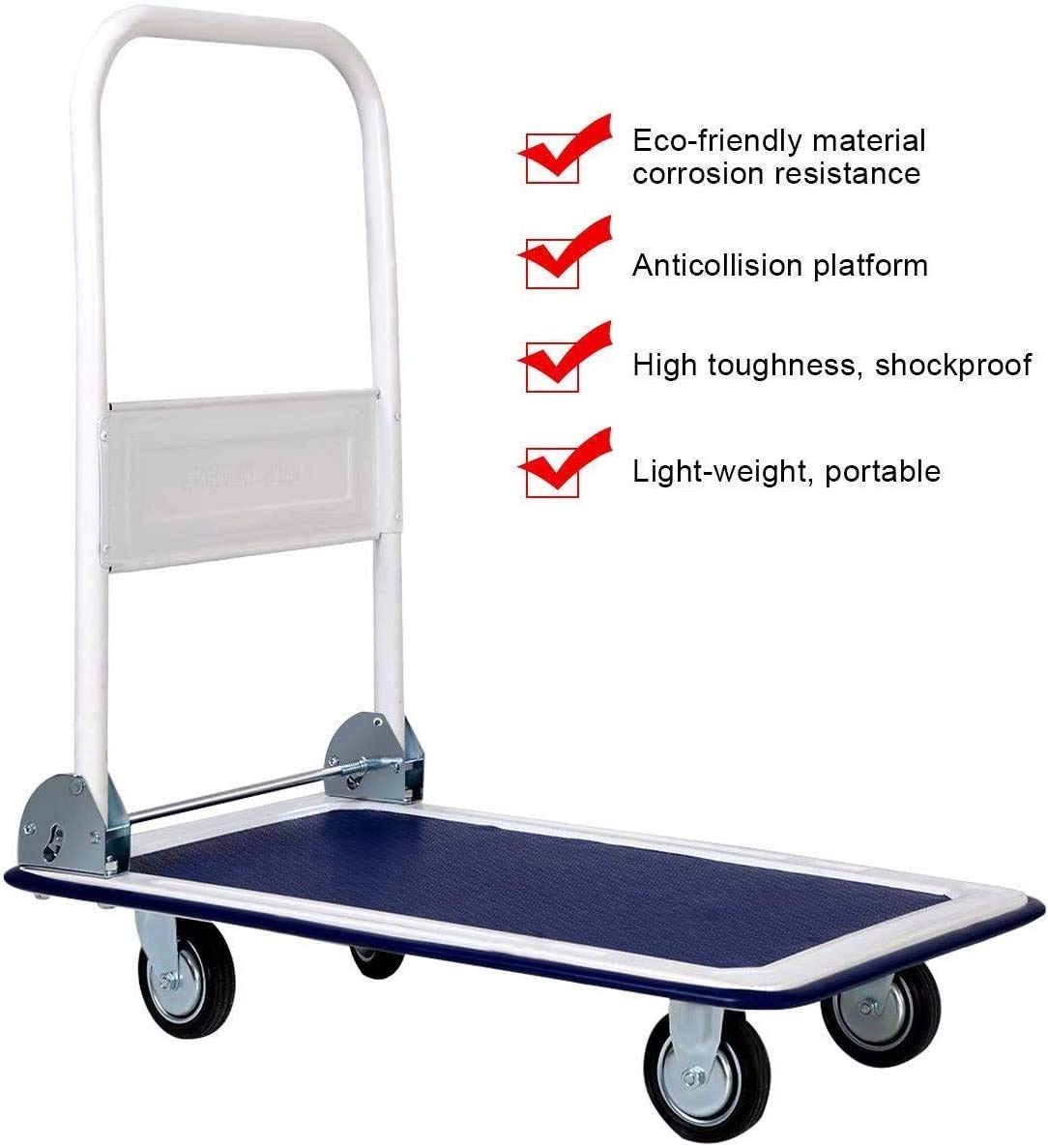 Giantex 10 Costway Platform Cart Dolly Folding Foldable Moving Warehouse Push Hand Truck, 330lbs Weight Capacity, Blue