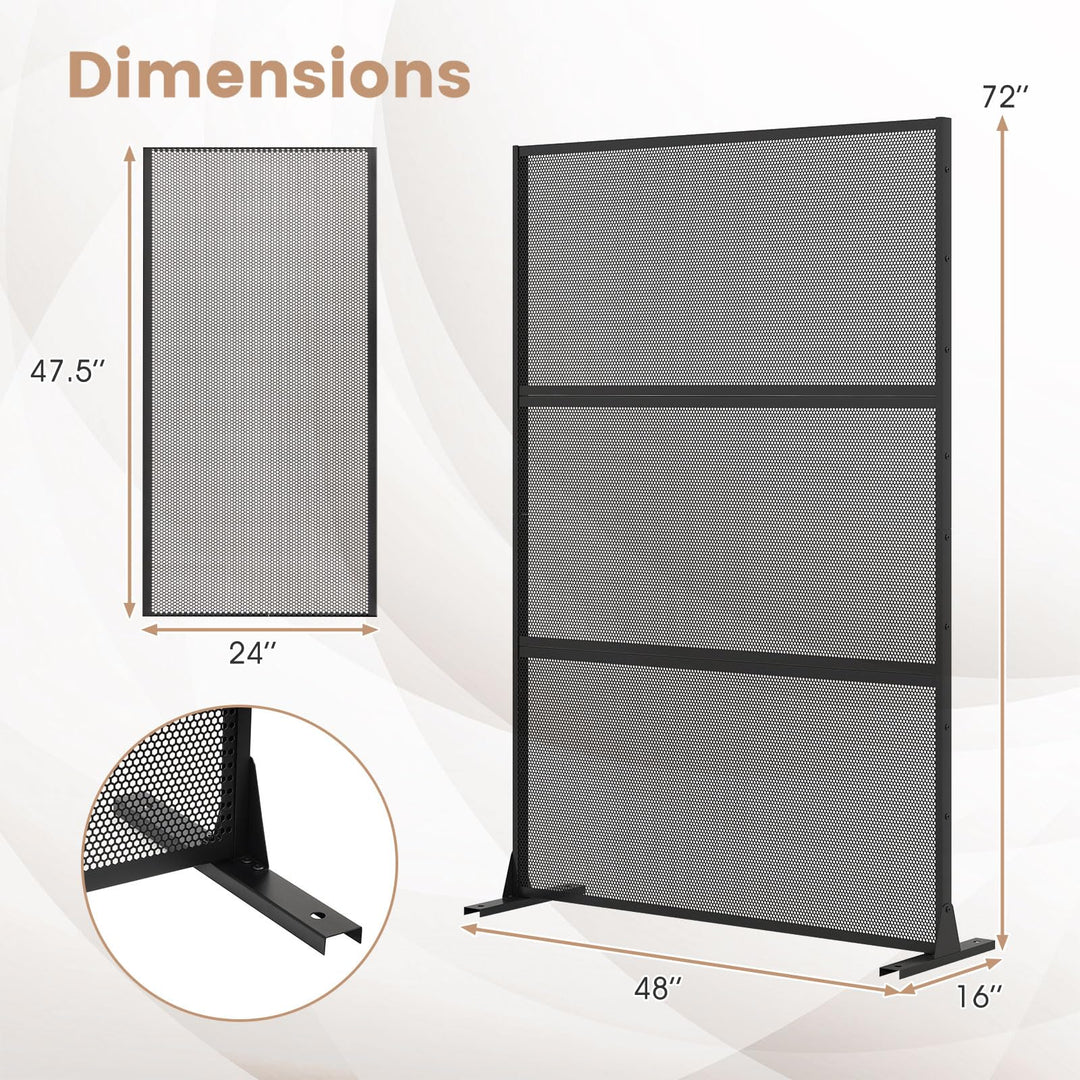 Giantex Metal Privacy Screen 72 x 48 Inch Freestanding Fence Panel Indoor Outdoor