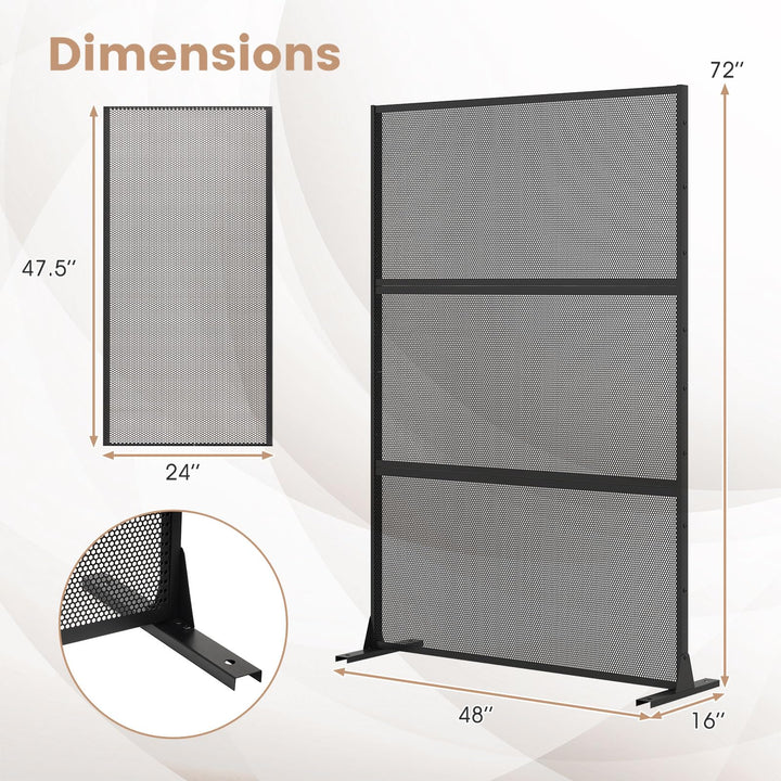 Giantex Metal Privacy Screen 72 x 48 Inch Freestanding Fence Panel Indoor Outdoor