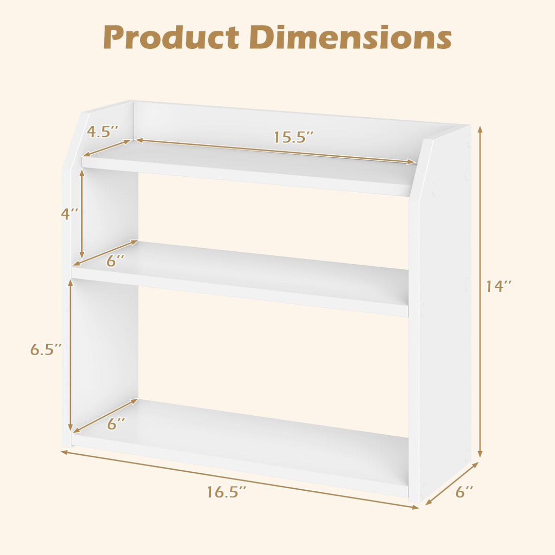 Giantex 3-Tier Desktop Bookshelf Small Wood Countertop Organizer(1/2)