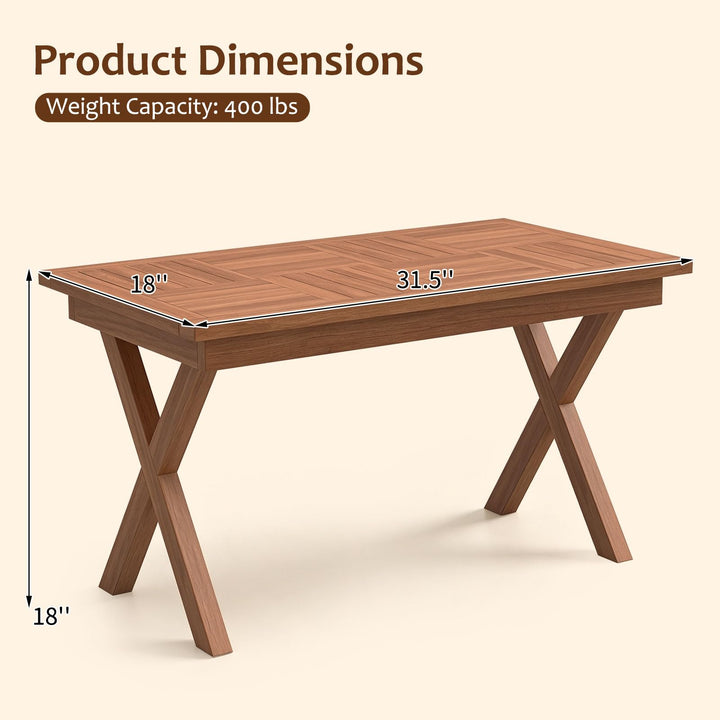 GIANTEX 31.5" Outdoor Teak Wood Coffee Table with X-Shaped Support Legs