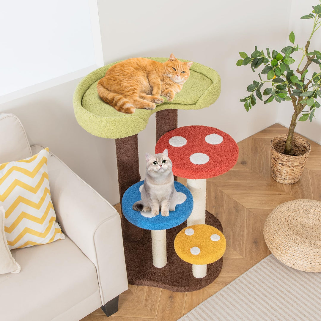 Giantex Cute Cat Tree - 37 Inches Mushroom Cat Tower