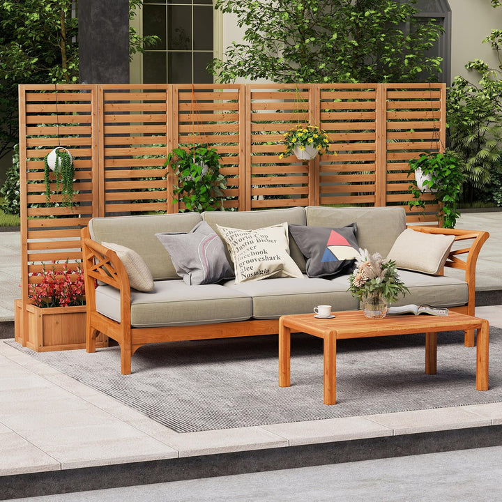 Giantex Outdoor Wooden Privacy Screen with Planter Box