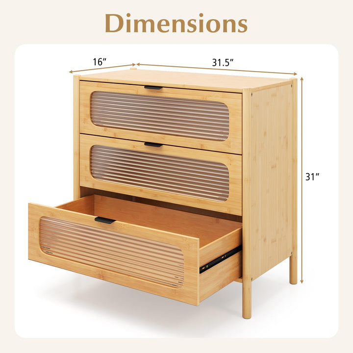 Giantex Bamboo 3-Drawer Storage Cabinet