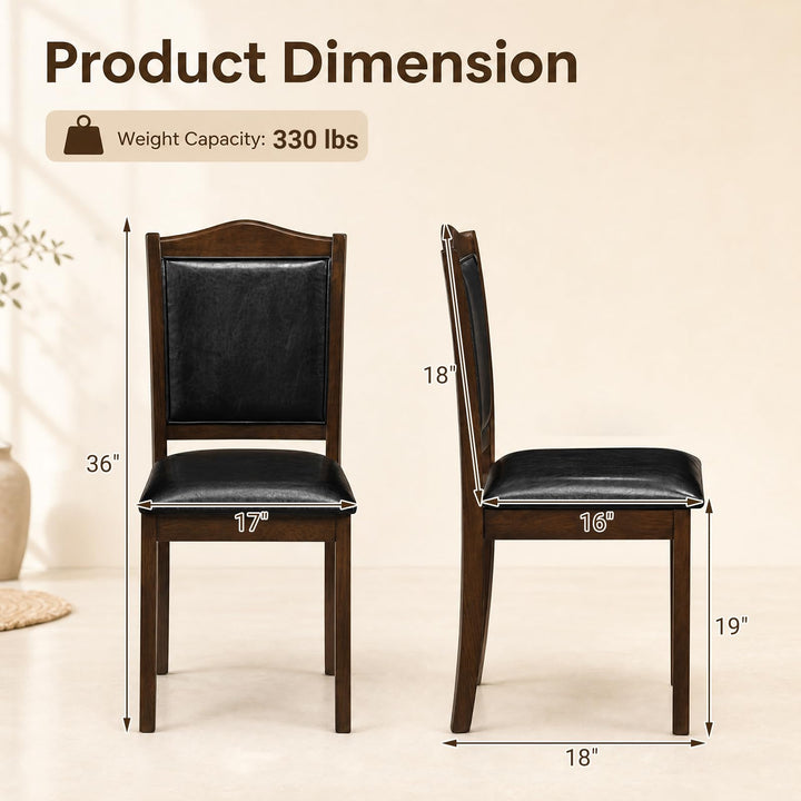 GIANTEX Wooden Dining Chairs Set of 2/4 Faux Leather Padded Seat &amp; Back