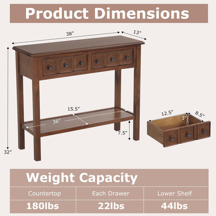 Giantex 38" Narrow Console Table with 2 Drawers & Bottom Open Shelf