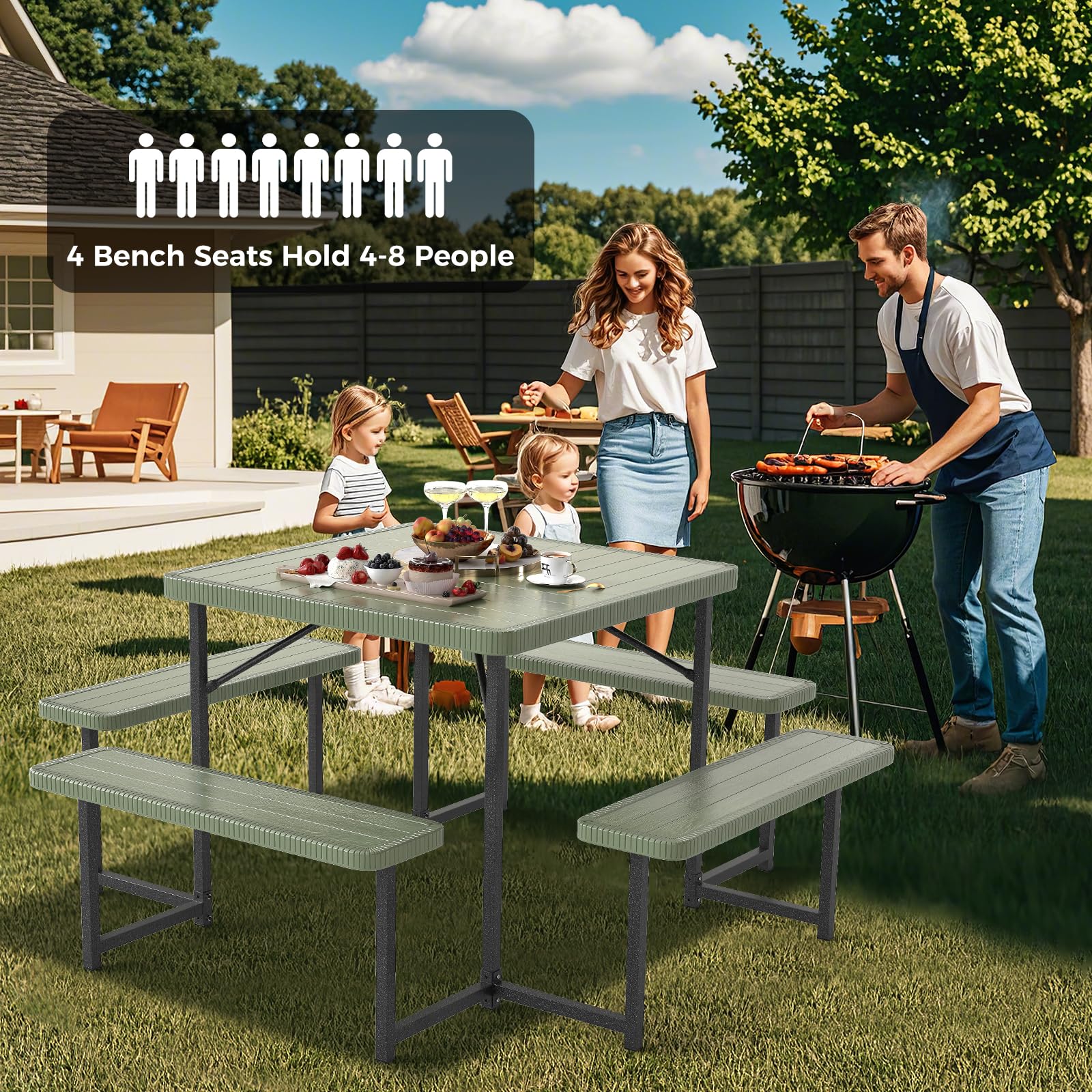Giantex Picnic Table Bench Set for 4 to 8 People