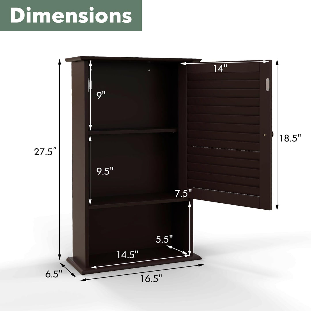 Giantex Bathroom Wall Mount Cabinet - Over The Toilet Storage Organizer with Single Door and Adjustable Shel