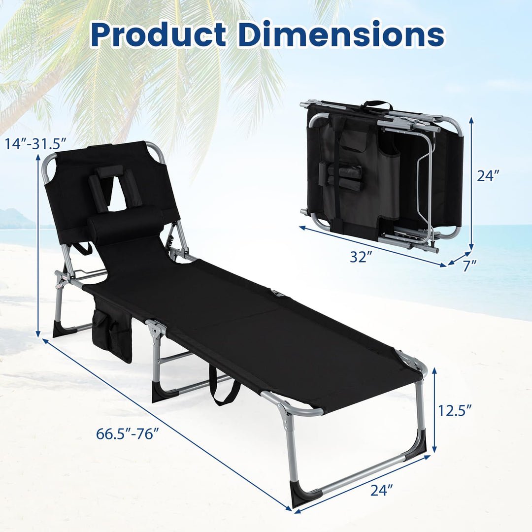 Giantex Tanning Chair with Face Arm Holes Folding Chair