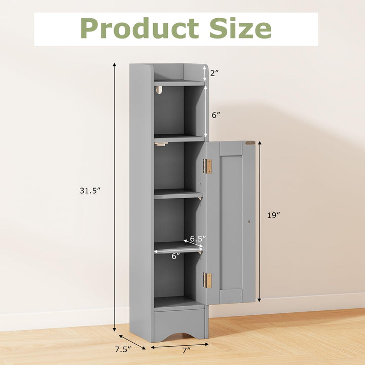 Giantex Small Bathroom Storage Cabinet Corner Floor Cabinet with Door & Adjustable Shelves