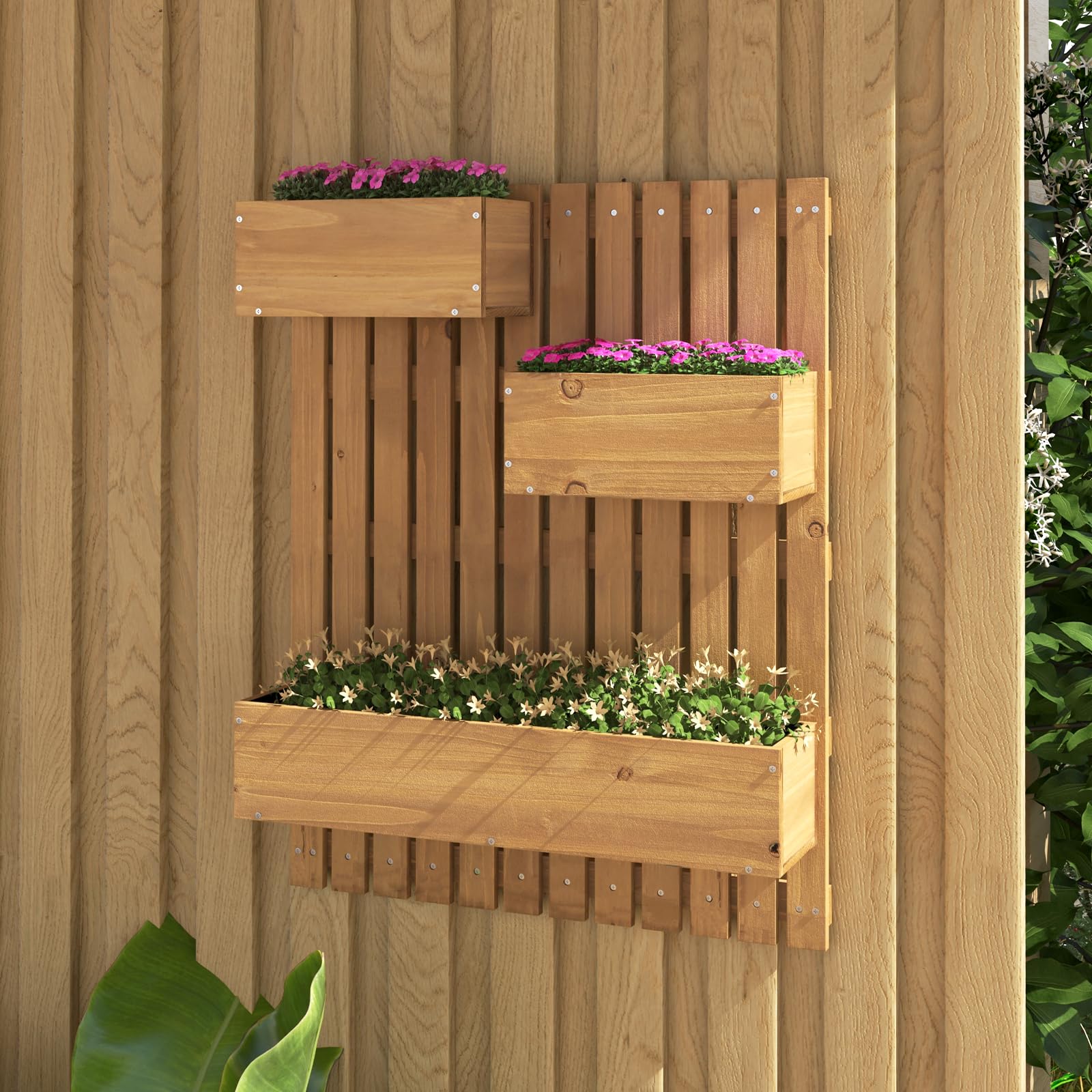 Giantex Wall-Mounted Raised Garden Bed w/Trellis Board