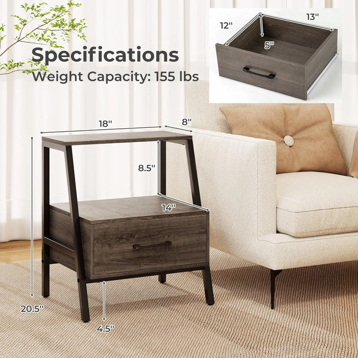 Giantex Farmhouse Nightstand with Drawer Set of 1/2