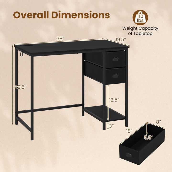 Giantex 38" Home Office Desk with Charging Station