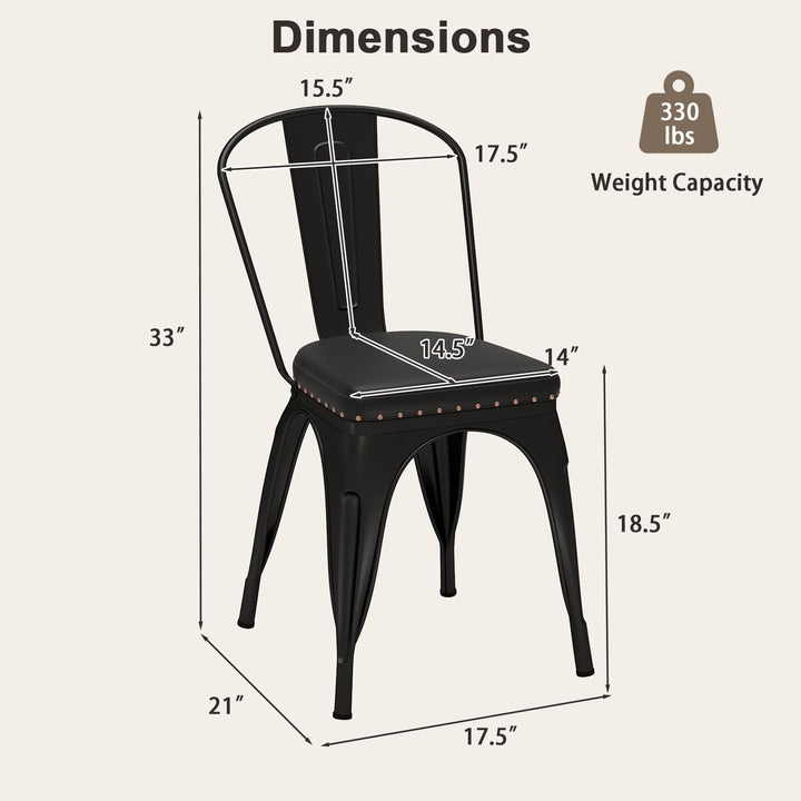 Giantex Metal Dining Chairs Set of 4 with Detachable Backrest & PU Leather Padded Seat