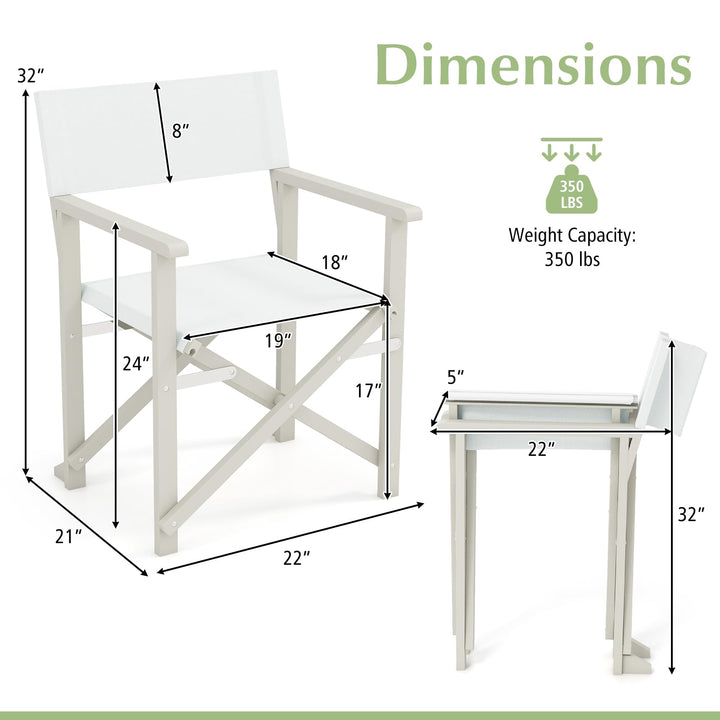 Giantex Set  Folding Director Chairs, Lightweight Patio Camping Chair with Acacia Wood Frame & Oxford Fabric Seat