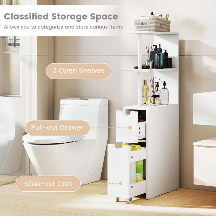 Giantex Slim Storage Cabinet Narrow Freestanding Bathroom Organizer