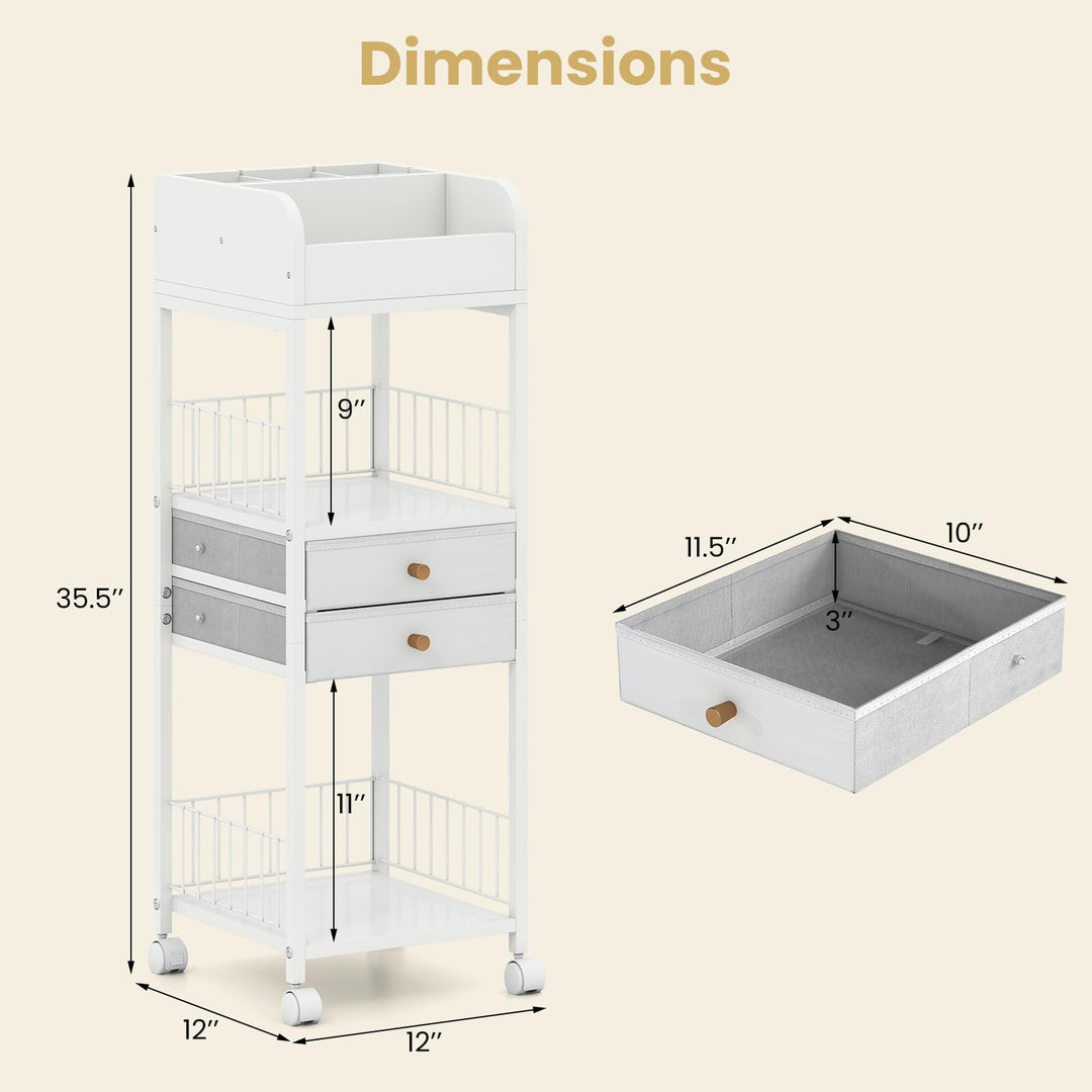 Giantex Rolling Makeup Organizer Cart with Drawers & Shelves