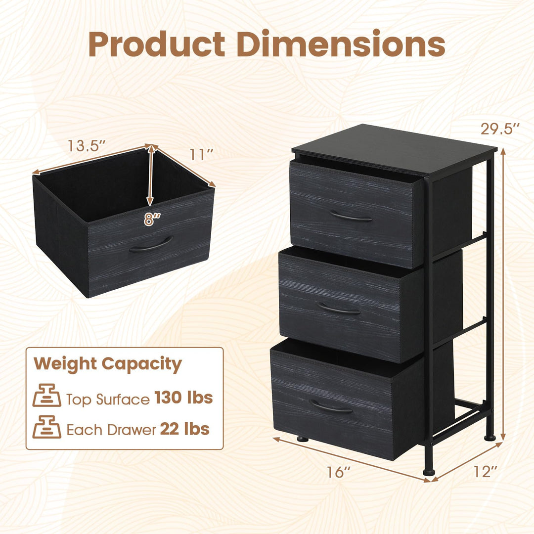 GIANTEX 3/4/5 Drawers Dresser Nightstand with Heavy-Duty Metal Frame