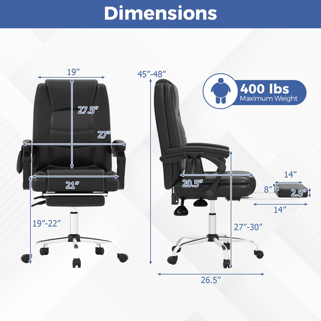 Giantex Massage Adjustable Executive Chair - 400 LBS Big and Tall Office Chair with Linkage Armrests