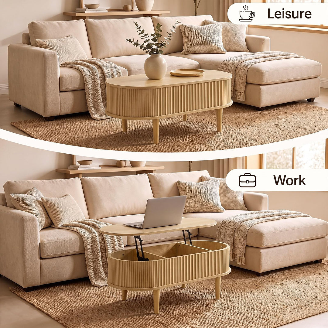 GIANTEX 39.5" Oval Lift Top Coffee Table with Storage