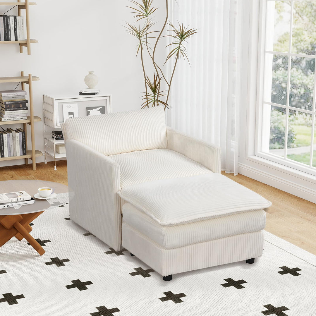 Giantex Oversized Accent Chair with Ottoman with Soft Corduroy Cushions