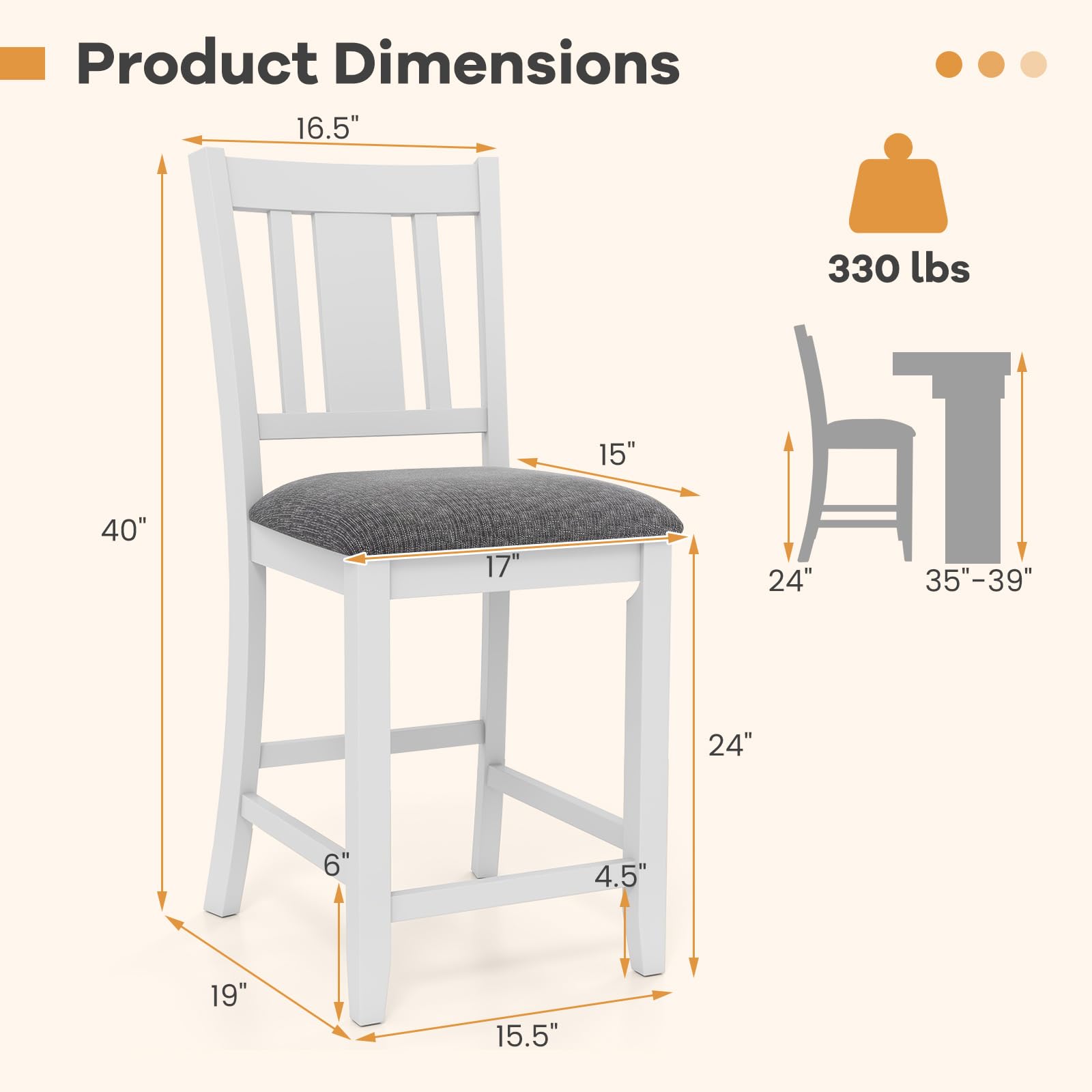 Giantex 24 Inch Modern Counter Height Stools with Footrest