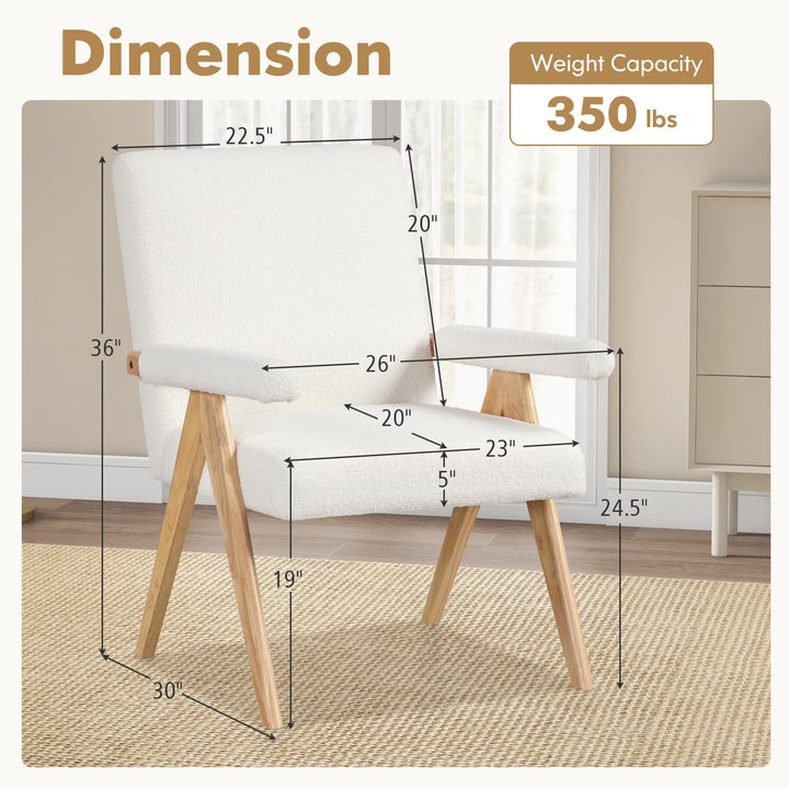 Giantex Mid-Century Modern Accent Chair, Sherpa Fabric Reading Chair with Padded Armrests