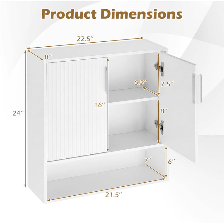 Giantex Fluted Bathroom Wall Cabinet | Over-the-Toilet Medicine Cabinet w/ 2 Doors