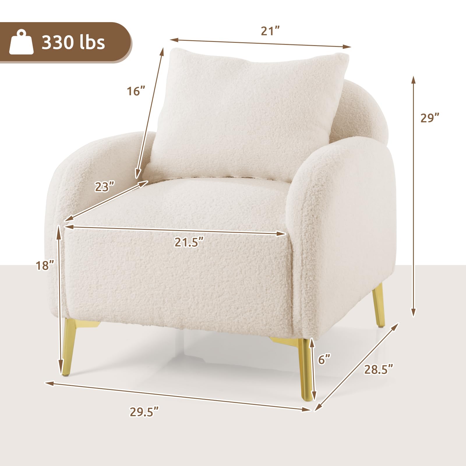 Giantex Accent Chair, Upholstered Armchair with Removable Pillow, Soft Padded Seat & Stable Metal Legs