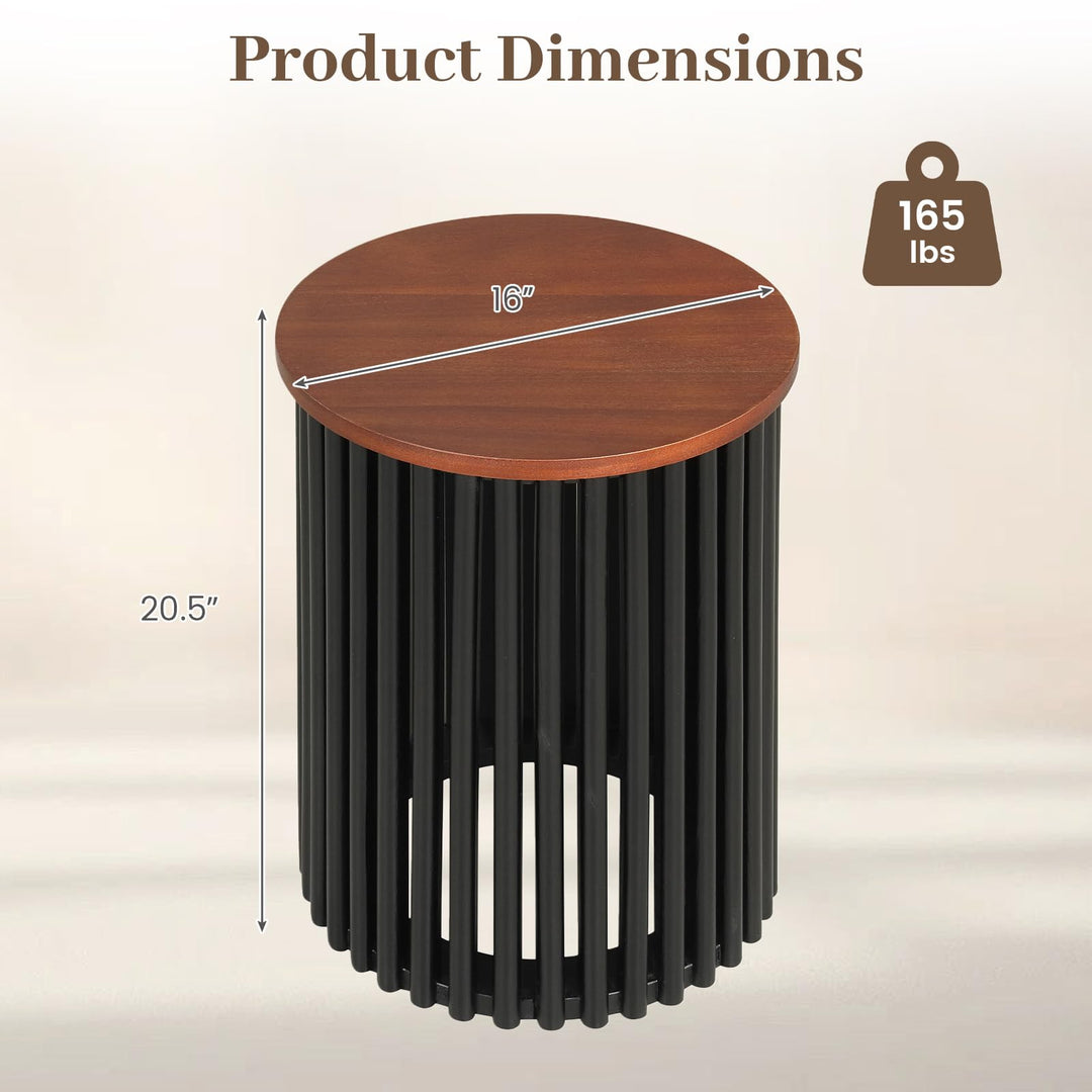 GIANTEX Round Acacia Wood Side Table With Round Top For Living Room