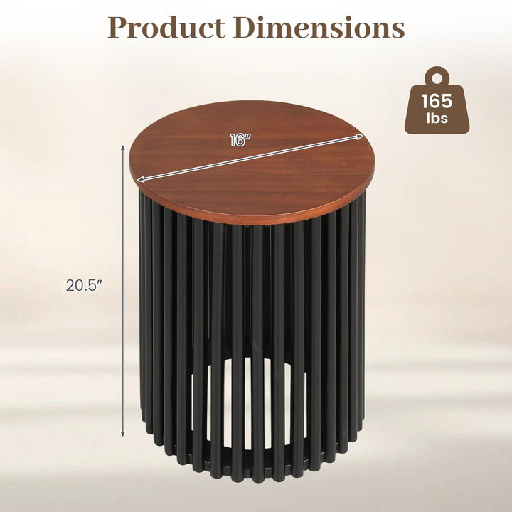 GIANTEX Round Acacia Wood Side Table With Round Top For Living Room