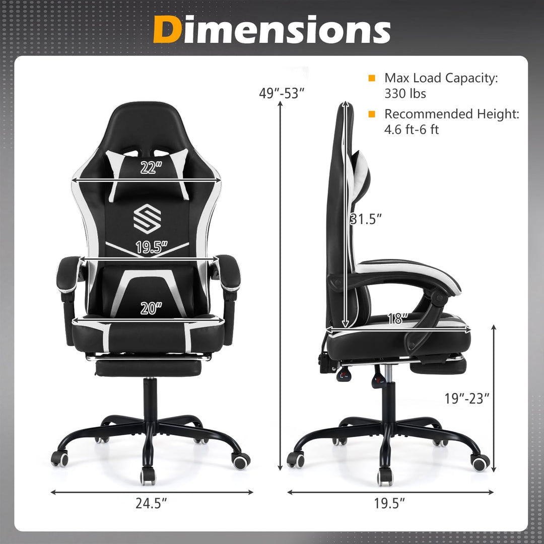 Giantex Gaming Chair | Height Adjustable Computer Desk Chair with Headrest