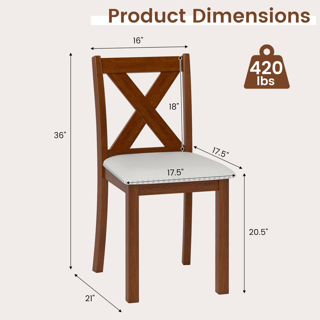 Giantex Wooden Dining Chair Set of 2/4 with Padded Seat and Curved Back