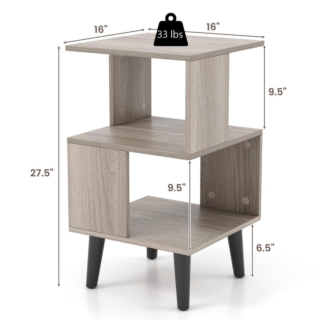Giantex 3-Tier Geometric Bookshelf Set of 2 with Open Storage Shelves