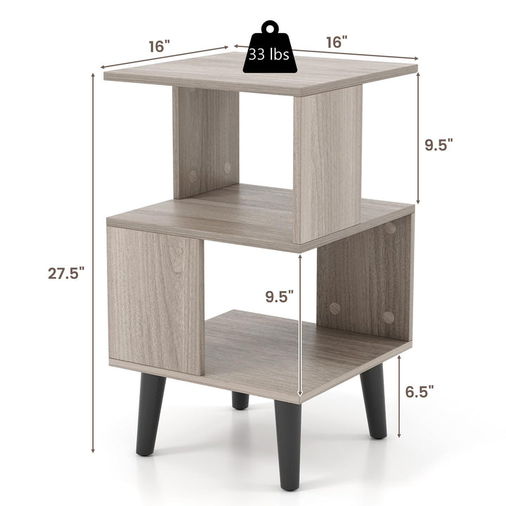 Giantex 3-Tier Geometric Bookshelf Set of 2 with Open Storage Shelves