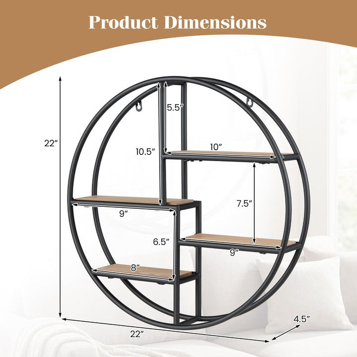 Giantex Industrial Style Round Wall Shelves for Living Room