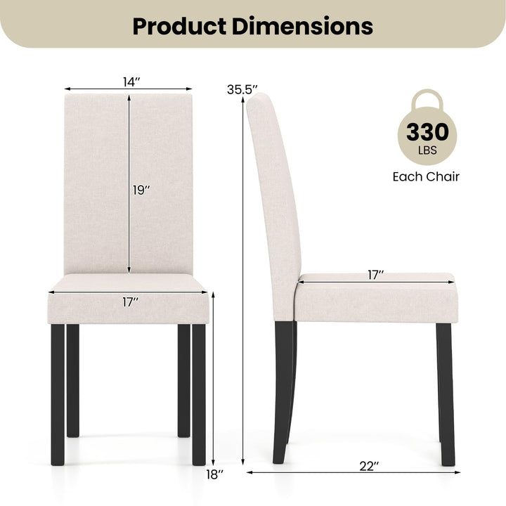 Giantex Upholstered Dining Chair Set of 2/4 Mid Century Modern Fabric Kitchen Chairs with Thick Padded Seat