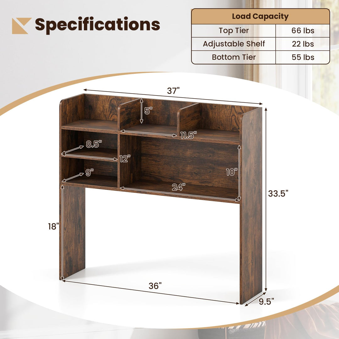 Giantex Desktop Bookshelf, 37" Desk Hutch Dorm for Computer Up to 32 Inch