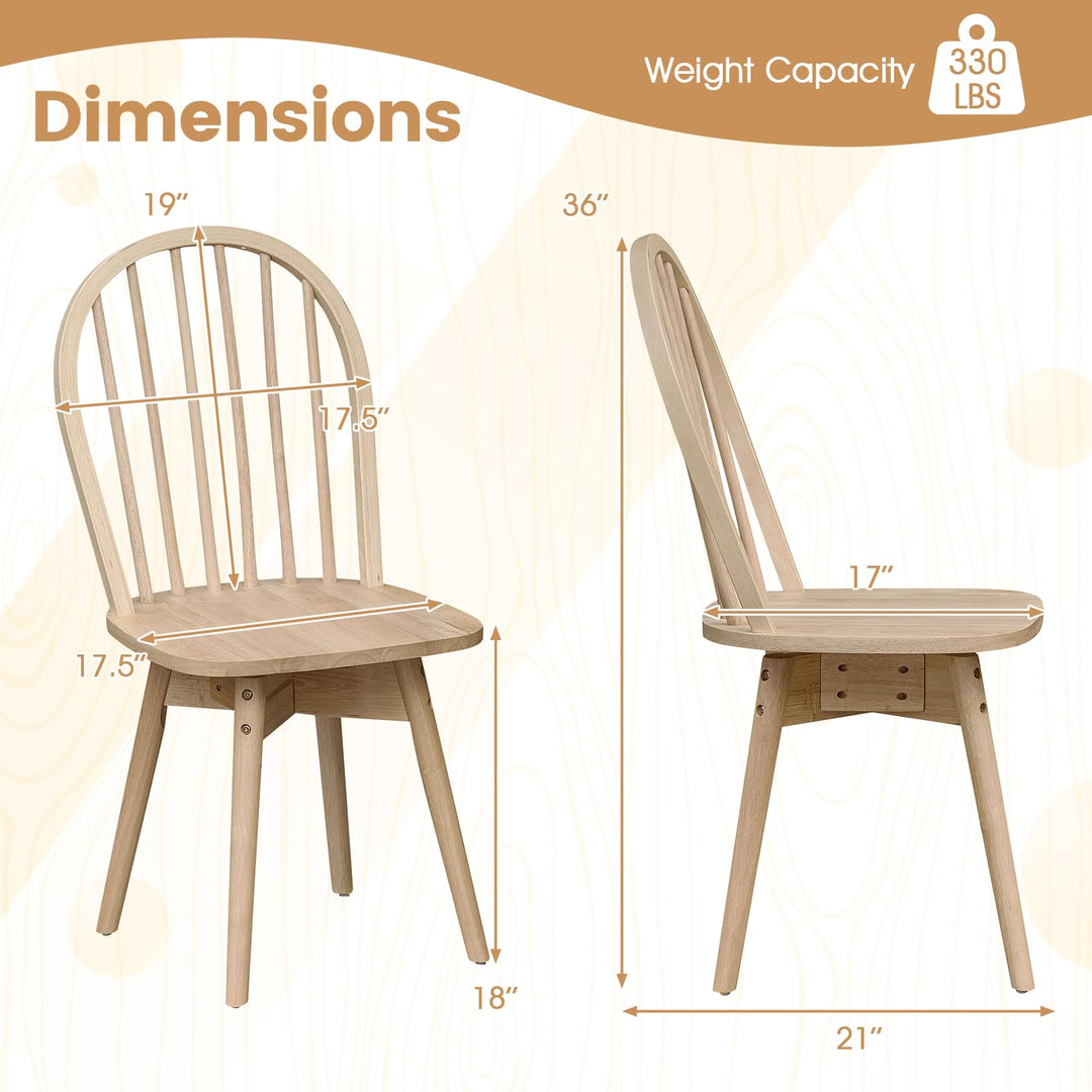 Giantex Windsor Dining Chairs Set of 2/4 Farmhouse Swivel Kitchen Chairs with Spindle Back