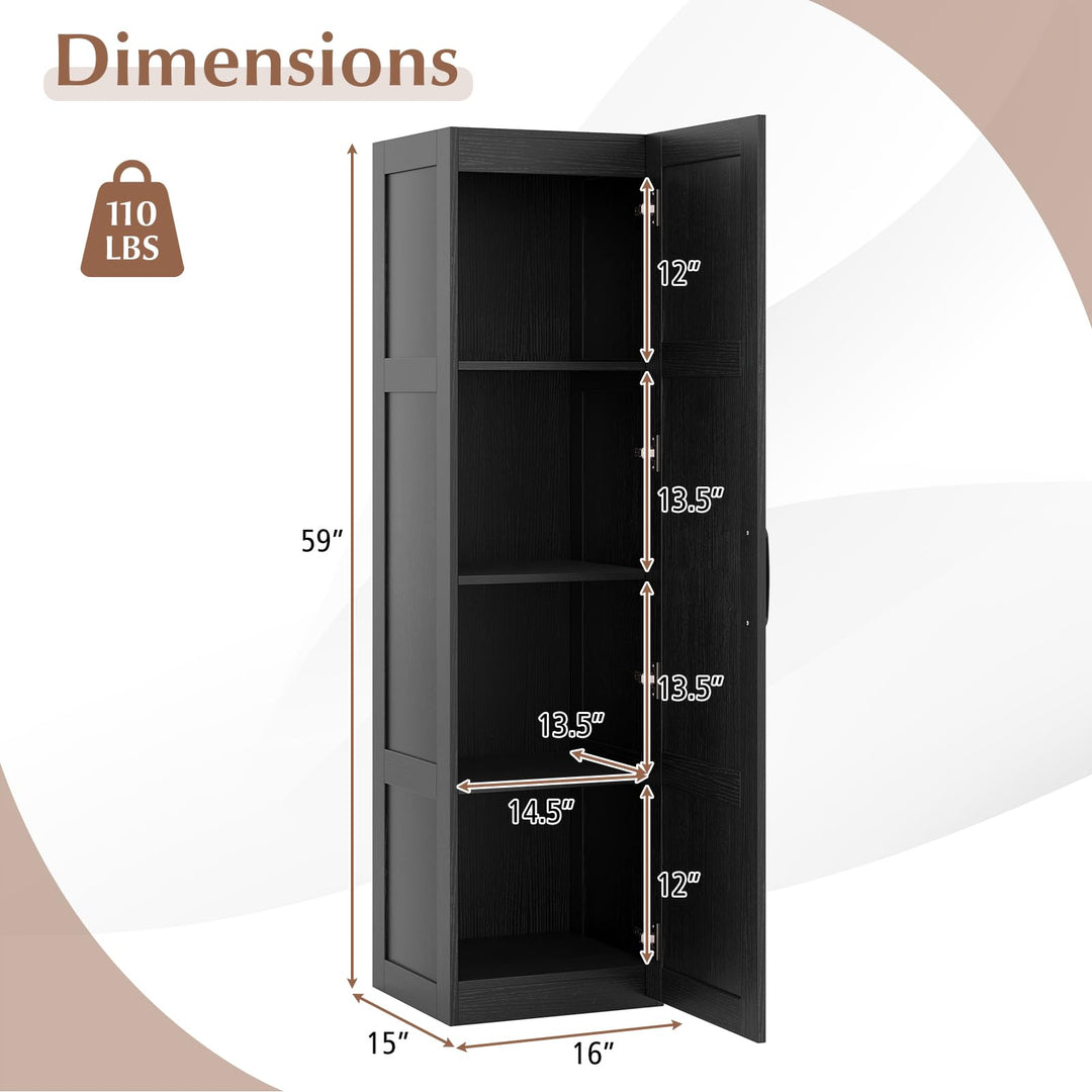Giantex Narrow Farmhouse Freestanding Bathroom Cabinet with 4 Shelves