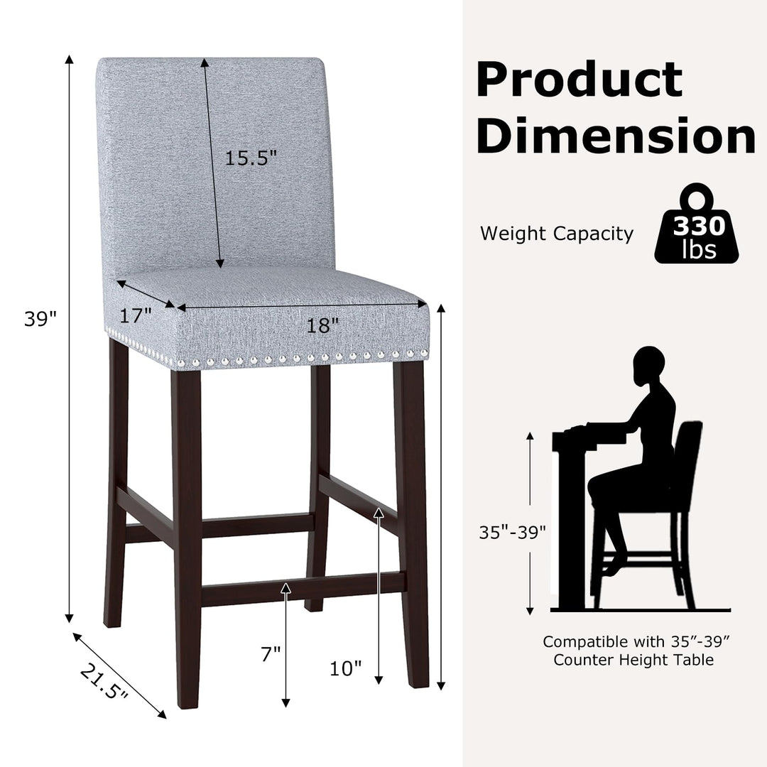 Giantex Modern Bar Stools Set of 2/4 26" Upholstered Counter Height Bar Stools w/Tilt Backrest