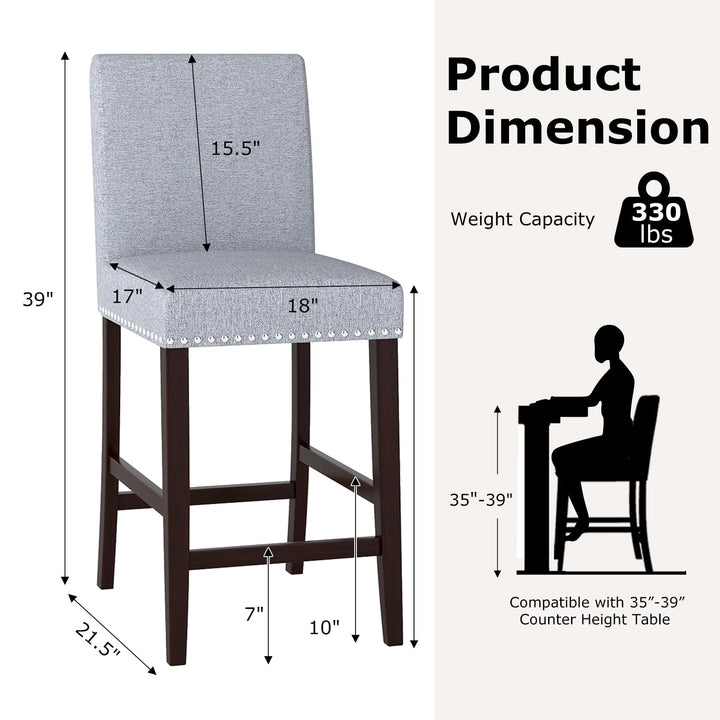 Giantex Modern Bar Stools Set of 2/4 26" Upholstered Counter Height Bar Stools w/Tilt Backrest