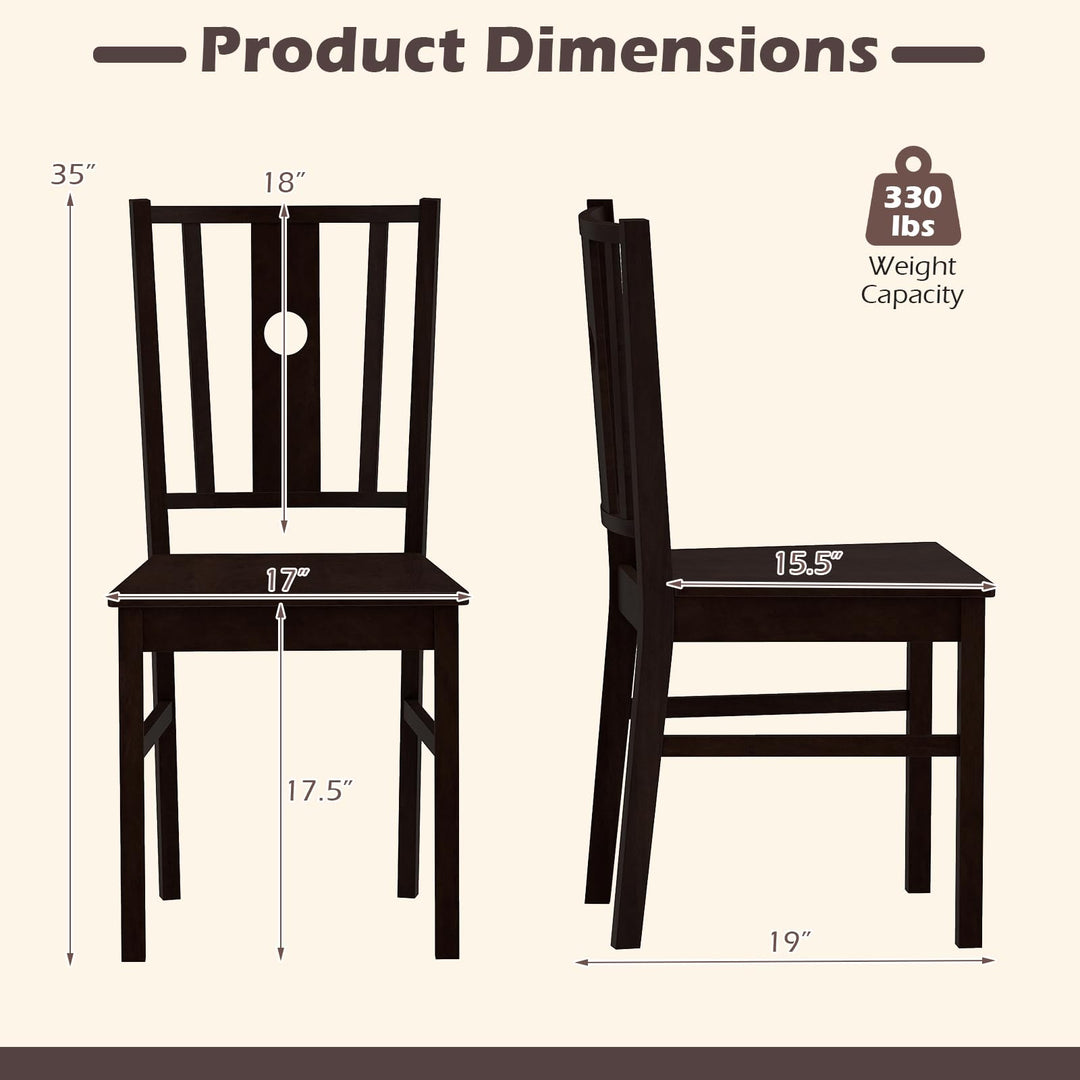 Giantex Solid Rubber Wood Kitchen Chairs with Slatted Curved Backrest &amp; Wide Seat (2/4)