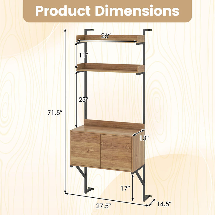 Giantex 71.5" Narrow Tall Wall Mounted Bookshelf with Storage Cabinet (1/2)