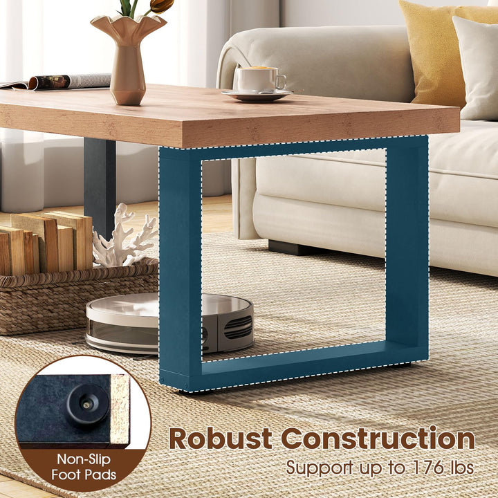 Giantex Rustic Coffee Table 47 Inch Industrial Wood Center Table with 1.8" Tabletop