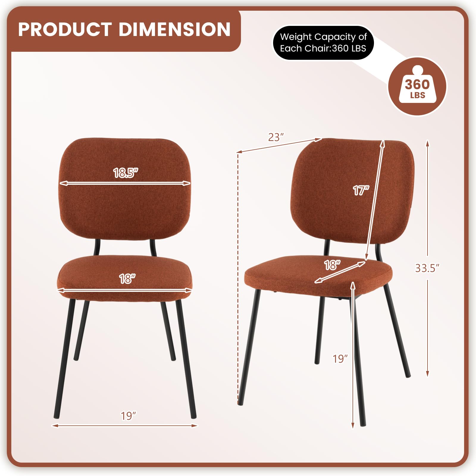 Modern Fabric Dining Chair Set of 2