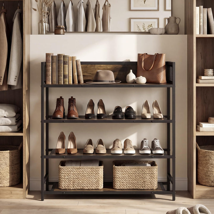 Giantex 4-Tier Industrial Shoe Storage Organizer with Heavy Duty Metal Frame