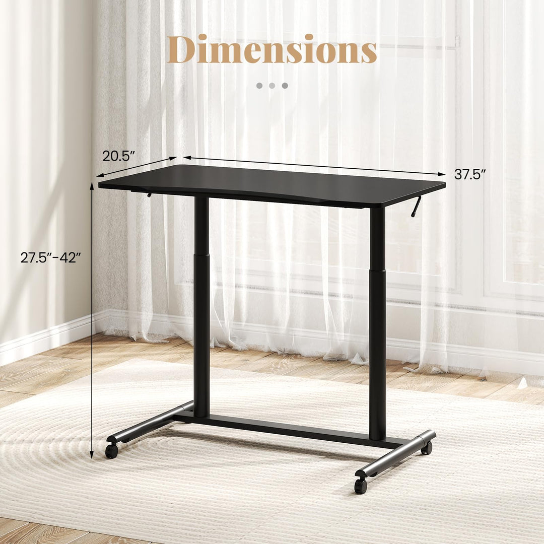 Giantex Mobile Standing Desk Height Adjustable Computer Desk with Wheels & Aluminum Frame
