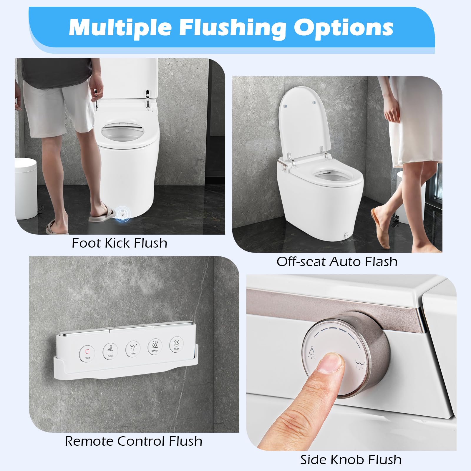 Giantex Smart Toilet with Bidet Built In, Bidet Toilet with Heat, Dryer, Night Light, Auto Open/Close
