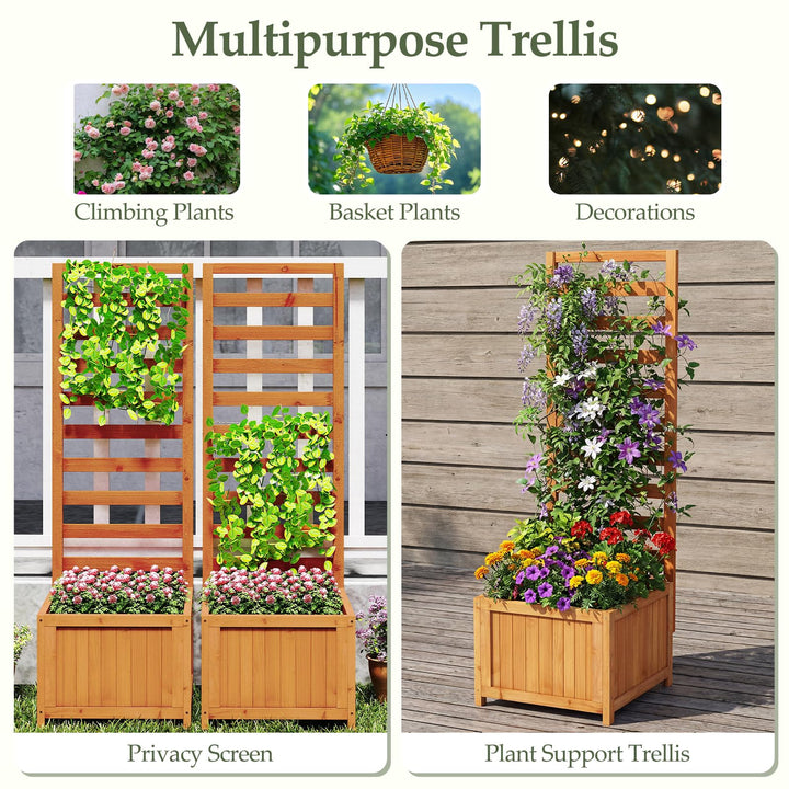 Giantex Wood Raised Garden Bed with Trellis